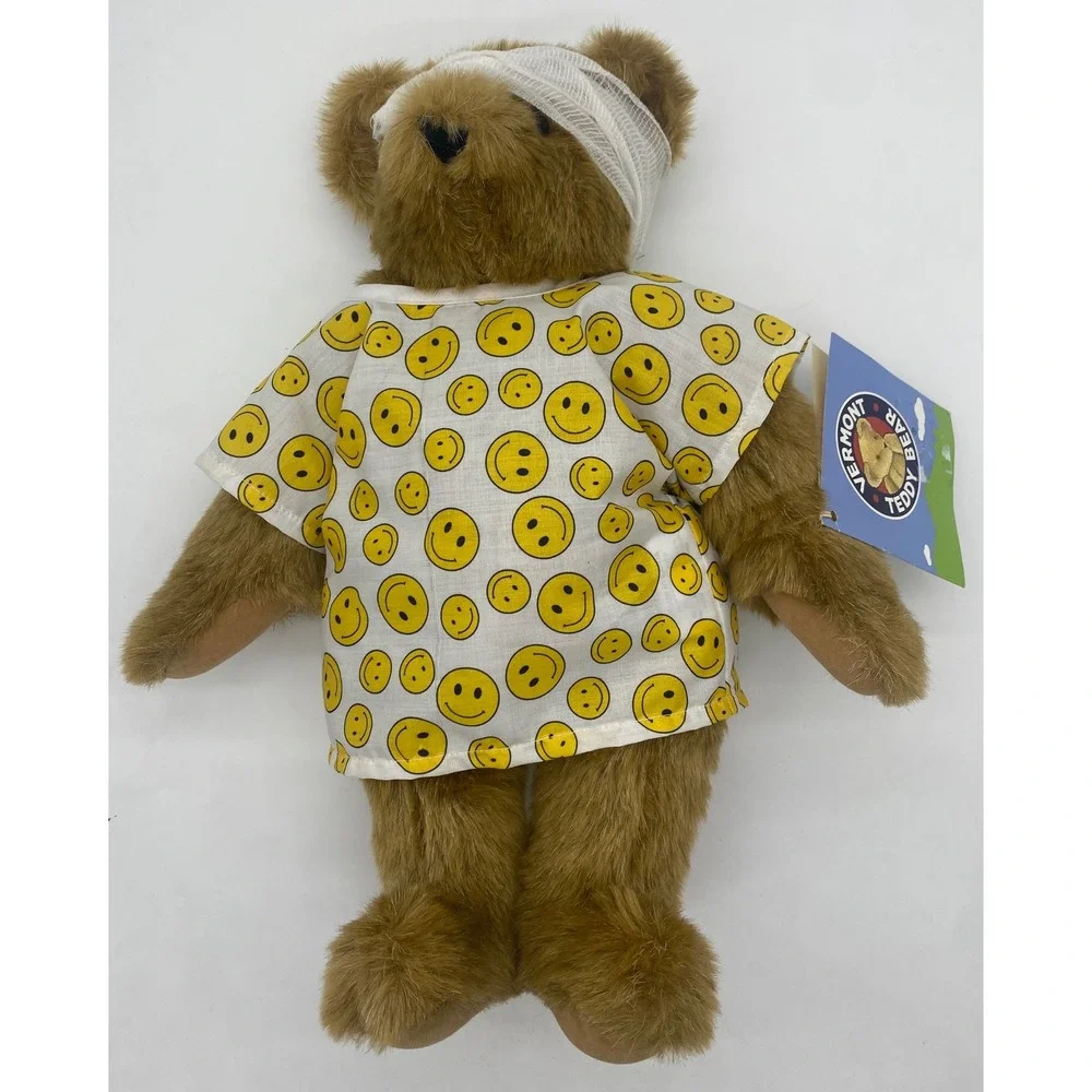 Vermont Teddy Bear‎ Get Well Soon Feel Better Plush Smiley Hospital Gown Bandage